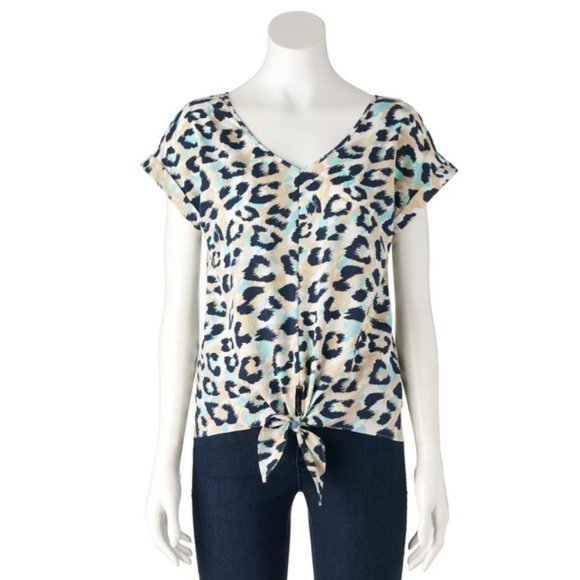 Juicy Couture Tops - Women's Juicy Couture Blue Leopard Print Knot Top